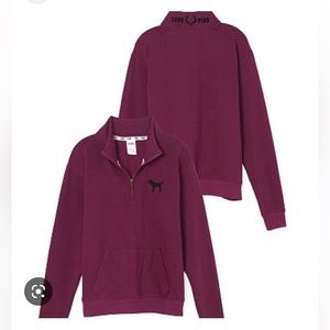 Victoria's Secret PINK quarter zip maroon sweatshirt